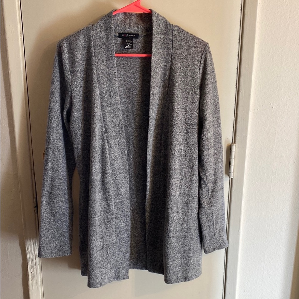 Gray Open-Front Cardigan